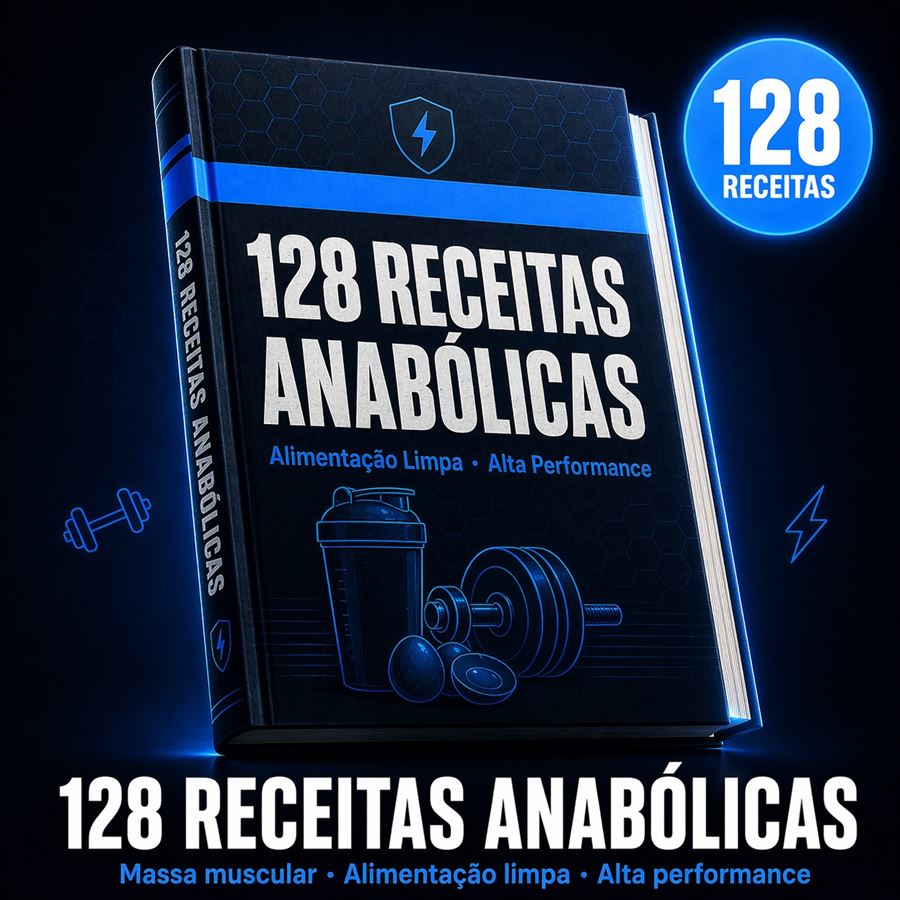 Capa do livro 128 Receitas Anabólicas — alimentação limpa e alta performance.